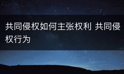 共同侵权如何主张权利 共同侵权行为