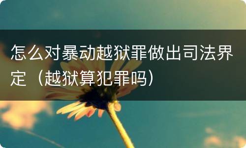 怎么对暴动越狱罪做出司法界定（越狱算犯罪吗）