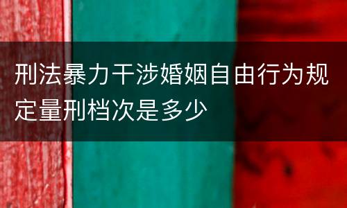 刑法暴力干涉婚姻自由行为规定量刑档次是多少