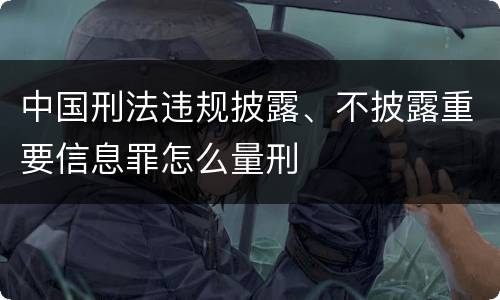 中国刑法违规披露、不披露重要信息罪怎么量刑