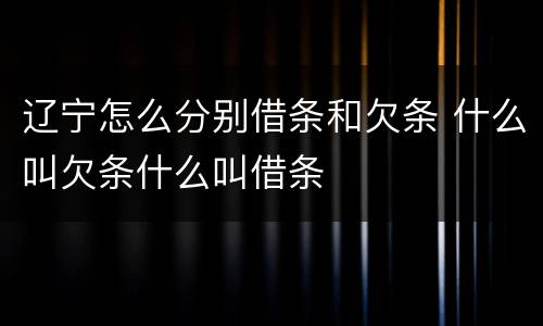 辽宁怎么分别借条和欠条 什么叫欠条什么叫借条