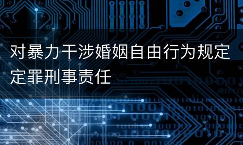 对暴力干涉婚姻自由行为规定定罪刑事责任