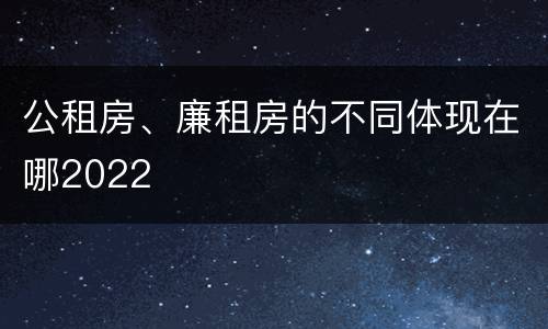 公租房、廉租房的不同体现在哪2022