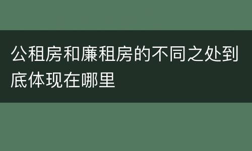 公租房和廉租房的不同之处到底体现在哪里