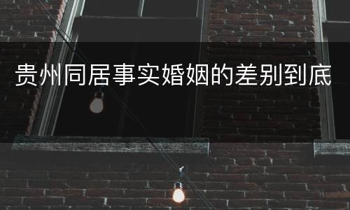 贵州同居事实婚姻的差别到底
