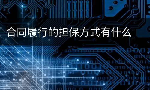 合同履行的担保方式有什么