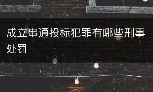 成立串通投标犯罪有哪些刑事处罚