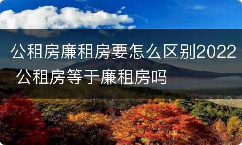 公租房廉租房要怎么区别2022 公租房等于廉租房吗