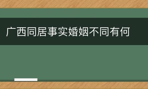广西同居事实婚姻不同有何