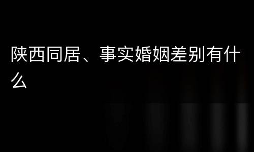 陕西同居、事实婚姻差别有什么