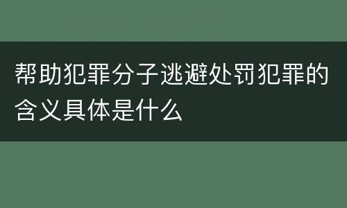 帮助犯罪分子逃避处罚犯罪的含义具体是什么