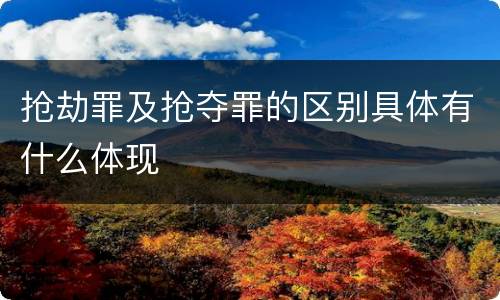 抢劫罪及抢夺罪的区别具体有什么体现