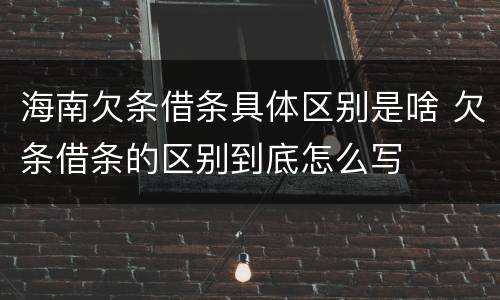 海南欠条借条具体区别是啥 欠条借条的区别到底怎么写