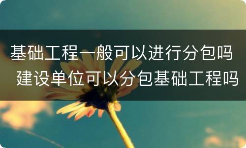 基础工程一般可以进行分包吗 建设单位可以分包基础工程吗
