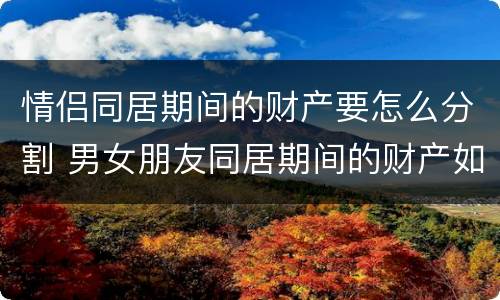 情侣同居期间的财产要怎么分割 男女朋友同居期间的财产如何认定和分割