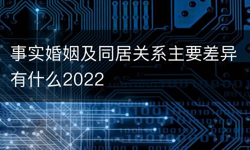 事实婚姻及同居关系主要差异有什么2022