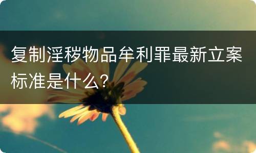 复制淫秽物品牟利罪最新立案标准是什么？