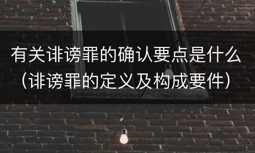 有关诽谤罪的确认要点是什么（诽谤罪的定义及构成要件）