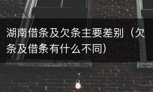 湖南借条及欠条主要差别（欠条及借条有什么不同）