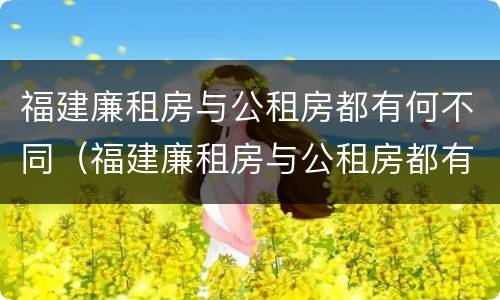 福建廉租房与公租房都有何不同（福建廉租房与公租房都有何不同之处）