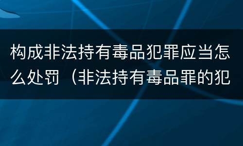 构成非法持有毒品犯罪应当怎么处罚（非法持有毒品罪的犯罪构成）