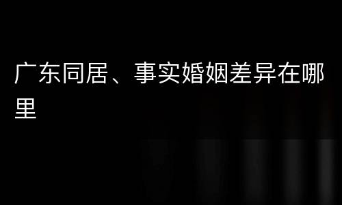 广东同居、事实婚姻差异在哪里