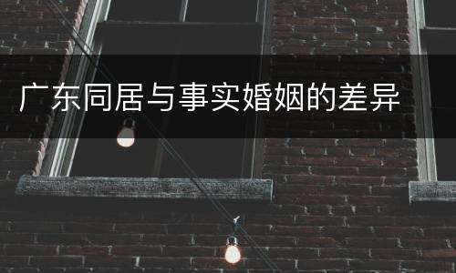 广东同居与事实婚姻的差异