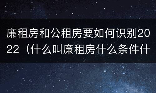 廉租房和公租房要如何识别2022（什么叫廉租房什么条件什么叫公租房）
