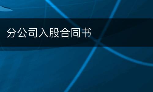 分公司入股合同书