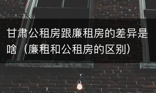 甘肃公租房跟廉租房的差异是啥（廉租和公租房的区别）