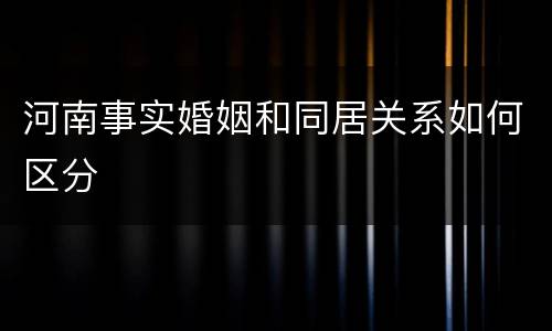 河南事实婚姻和同居关系如何区分