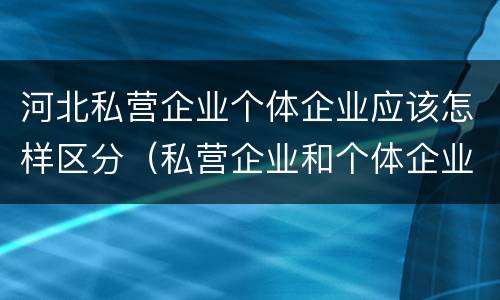 河北私营企业个体企业应该怎样区分(私营企业和个体企业的区别)