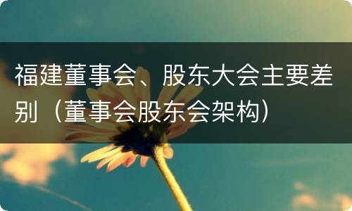 福建董事会、股东大会主要差别（董事会股东会架构）