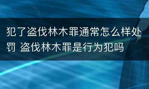 犯了盗伐林木罪通常怎么样处罚 盗伐林木罪是行为犯吗