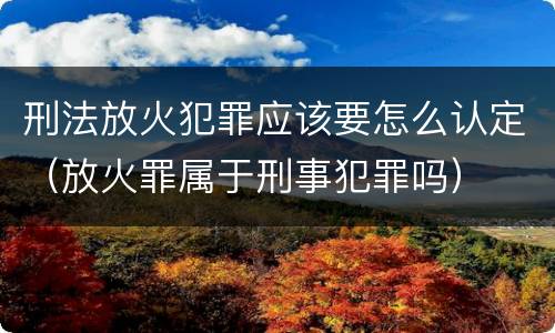 刑法放火犯罪应该要怎么认定（放火罪属于刑事犯罪吗）