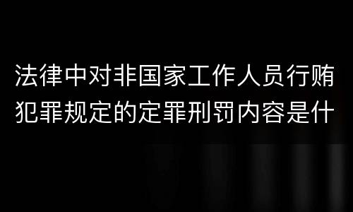 法律中对非国家工作人员行贿犯罪规定的定罪刑罚内容是什么