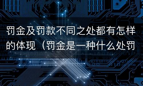 罚金及罚款不同之处都有怎样的体现（罚金是一种什么处罚罚款是一种什么处罚）