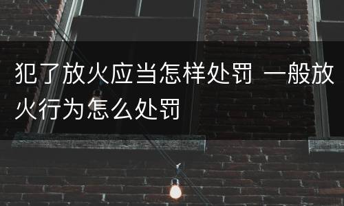 犯了放火应当怎样处罚 一般放火行为怎么处罚