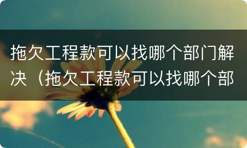 拖欠工程款可以找哪个部门解决（拖欠工程款可以找哪个部门解决呢）