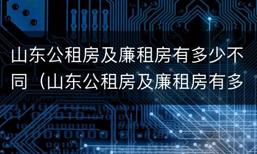 山东公租房及廉租房有多少不同（山东公租房及廉租房有多少不同的地方）