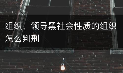 组织、领导黑社会性质的组织怎么判刑