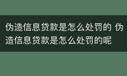 伪造信息贷款是怎么处罚的 伪造信息贷款是怎么处罚的呢