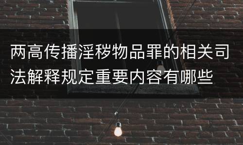 两高传播淫秽物品罪的相关司法解释规定重要内容有哪些
