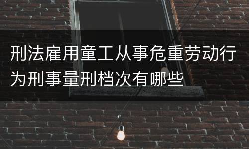 刑法雇用童工从事危重劳动行为刑事量刑档次有哪些