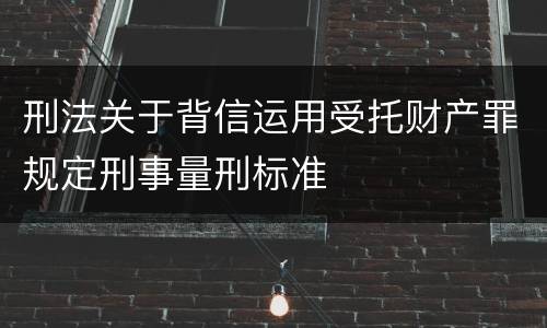 刑法关于背信运用受托财产罪规定刑事量刑标准