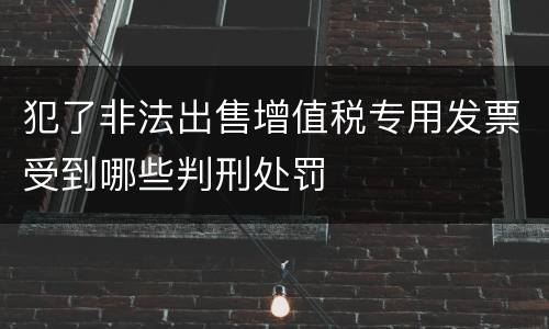 犯了非法出售增值税专用发票受到哪些判刑处罚