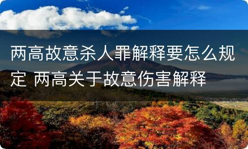 两高故意杀人罪解释要怎么规定 两高关于故意伤害解释