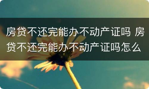 房贷不还完能办不动产证吗 房贷不还完能办不动产证吗怎么办