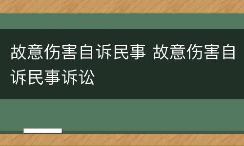 故意伤害自诉民事 故意伤害自诉民事诉讼