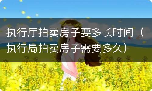 执行厅拍卖房子要多长时间（执行局拍卖房子需要多久）